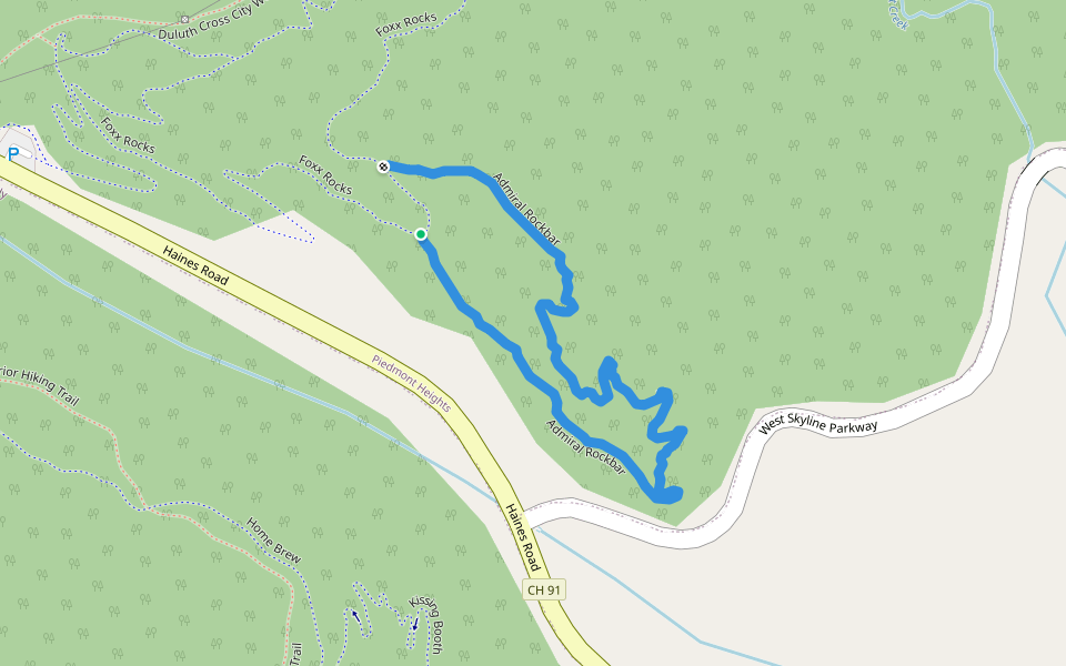 Admiral Rockbar walking route map in Duluth