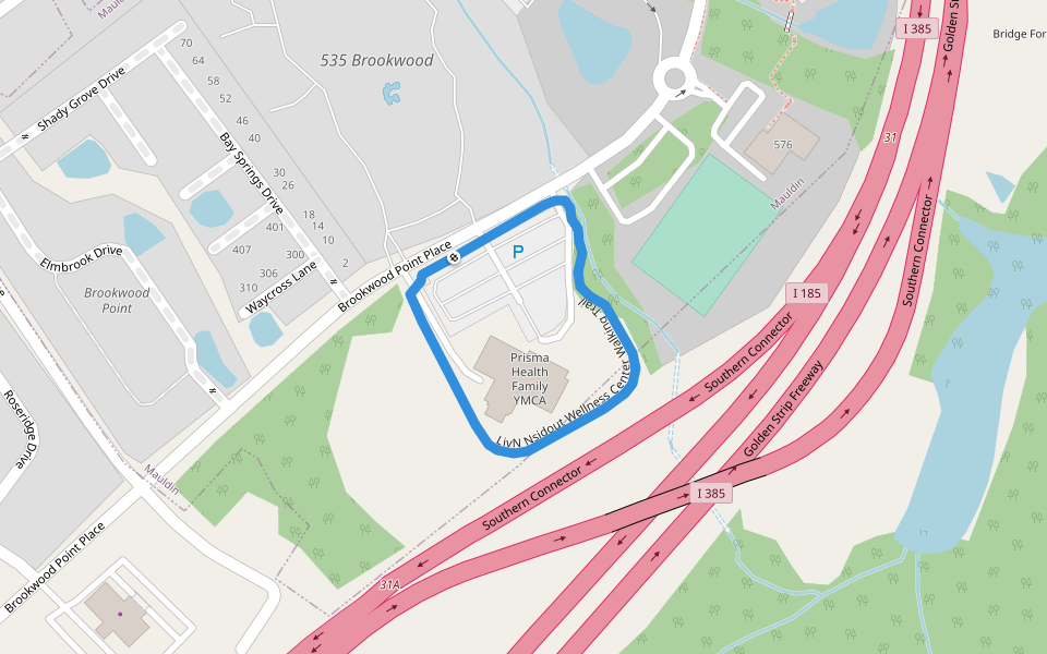 LivN Nsidout Wellness Center Walking Trail walking route map in Simpsonville