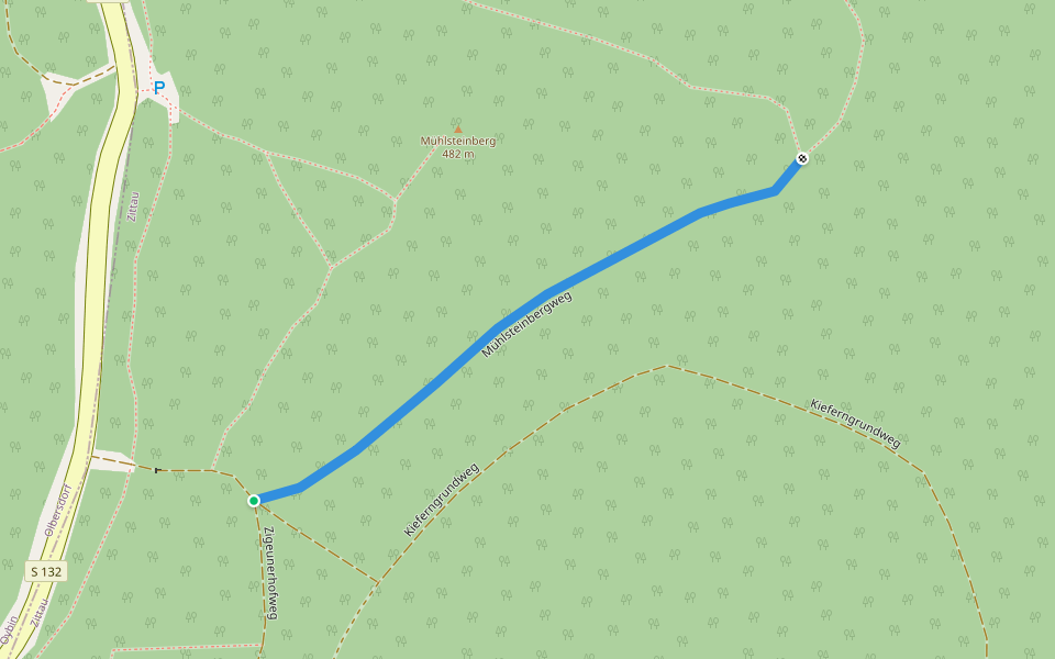 Mühlsteinbergweg walking route map in Zittau