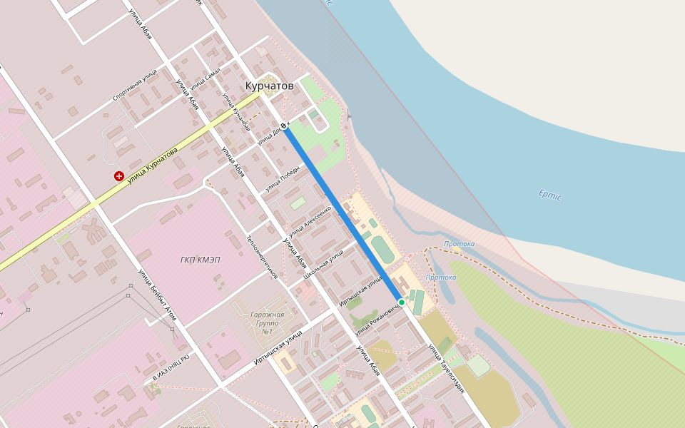 улица Тауелсиздик walking route map in Kurchatov