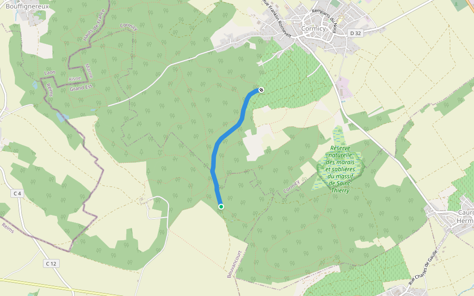 GR145 walking route map in Bouvancourt