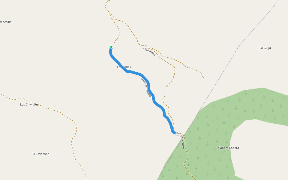 Senda Serranillos walking route map in Navalosa