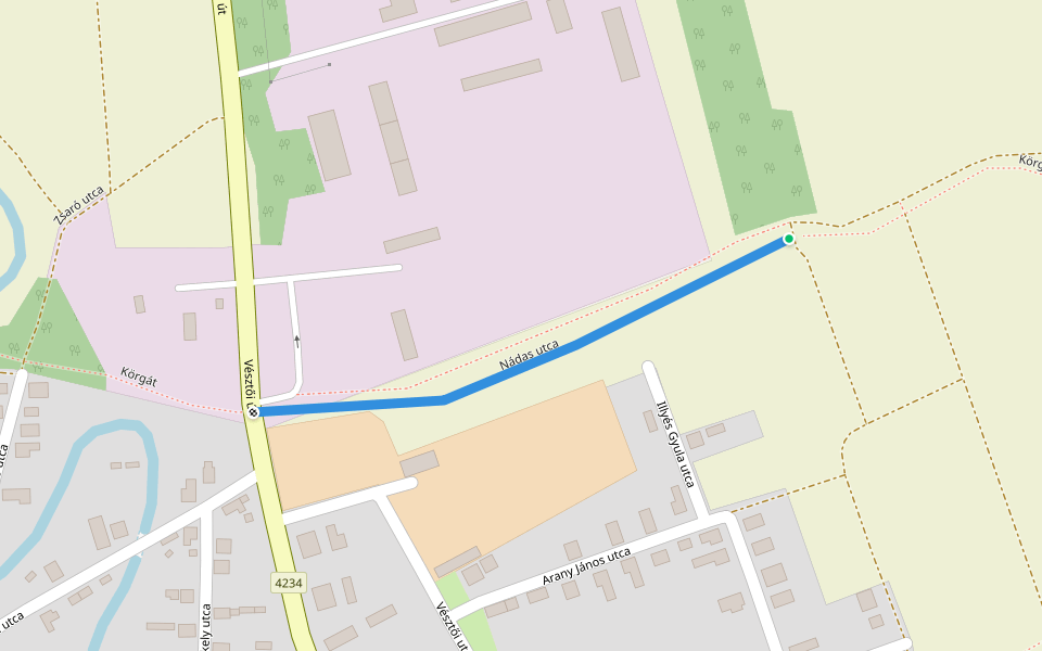Nádas utca walking route map in Doboz