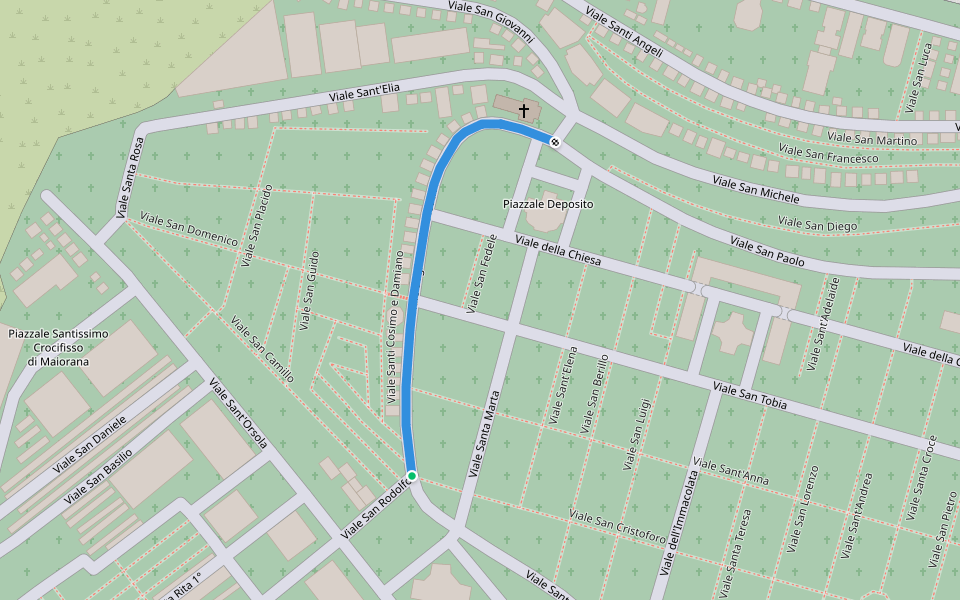 Viale degli Uomini Illustri walking route map in Catania