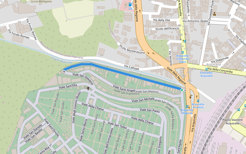 Viale delle Confraternite walking route map in Catania