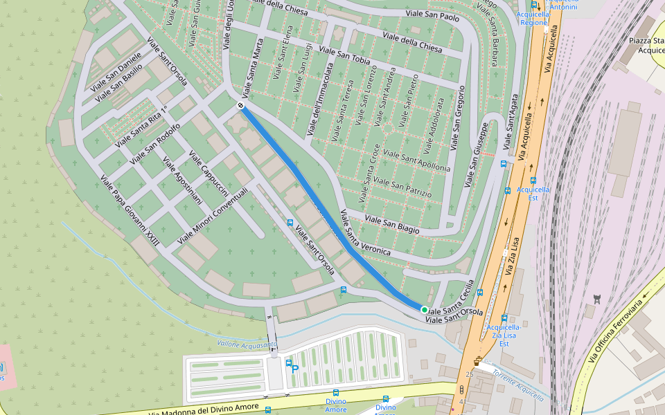 Viale San Matteo walking route map in Catania