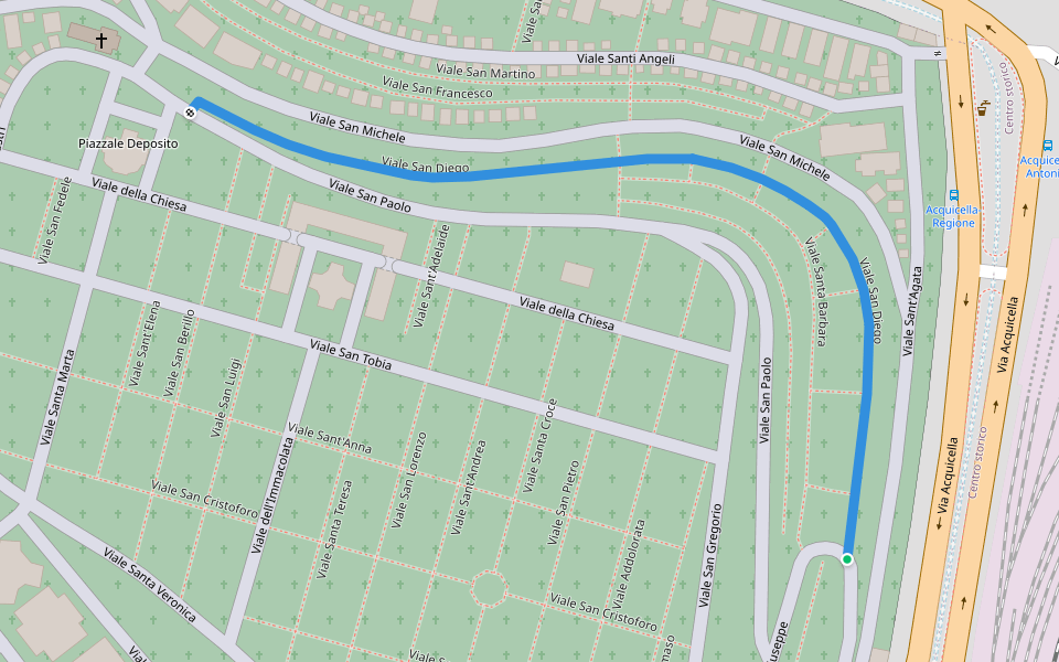 Viale San Diego walking route map in Catania