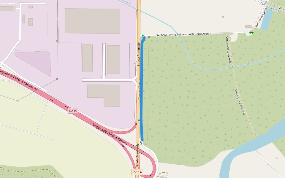 Sentiero Simeto walking route map in Catania