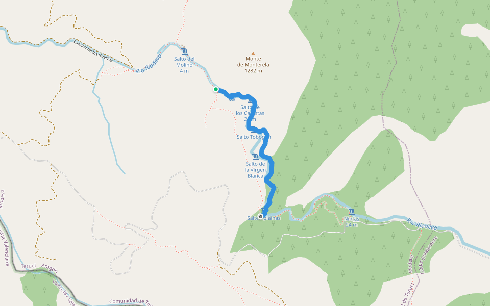 Sendero Equipado "Amanaderos" walking route map in Riodeva
