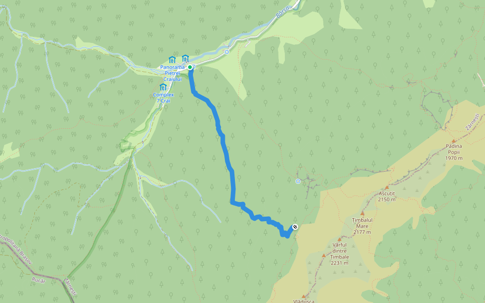 Valea Podurilor walking route map in Zărnești