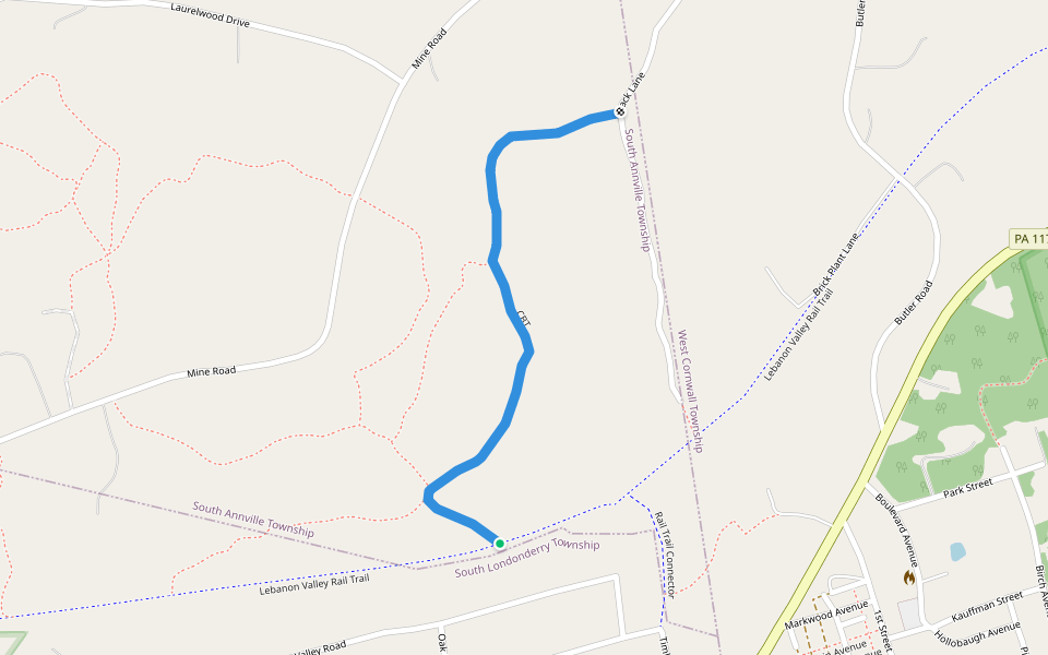 CBT walking route map in Mount Gretna