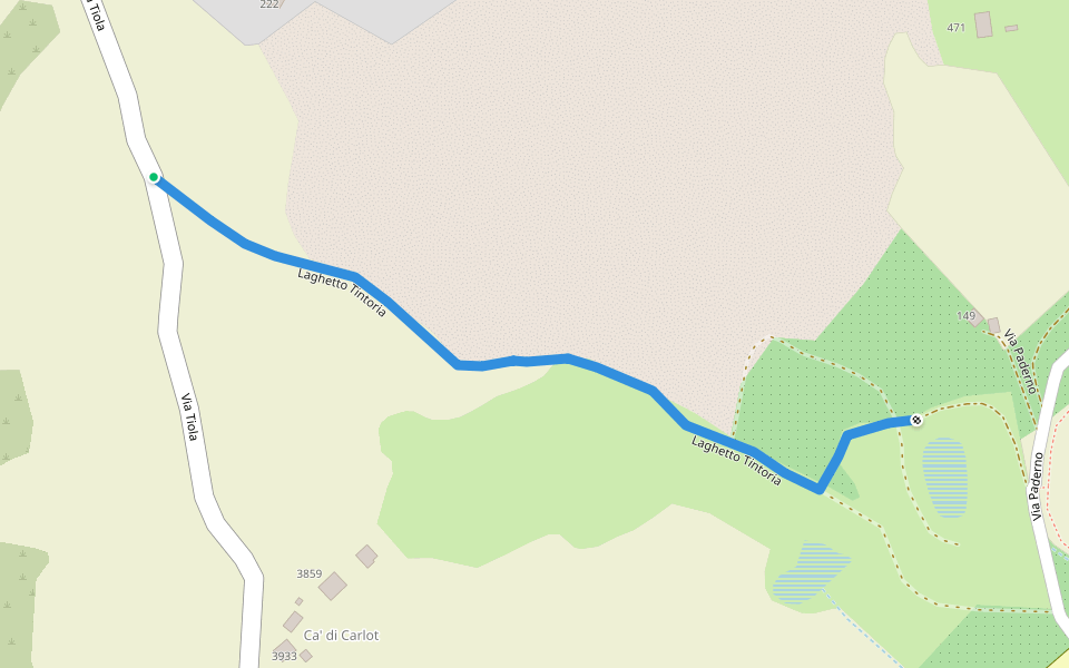 Laghetto Tintoria walking route map in Castello di Serravalle