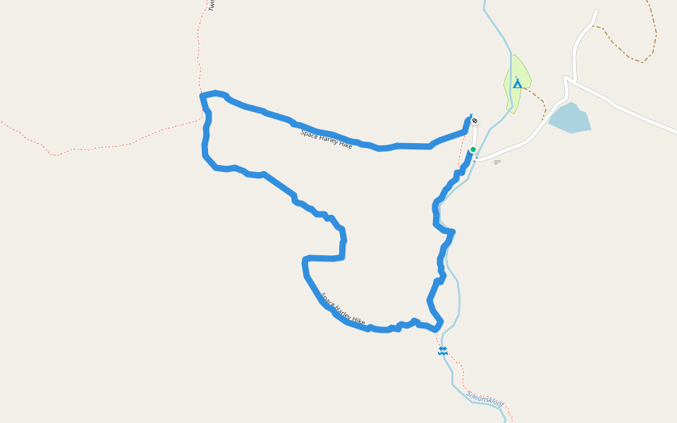 Space Harley Hike walking route map in Rheboksvlakte