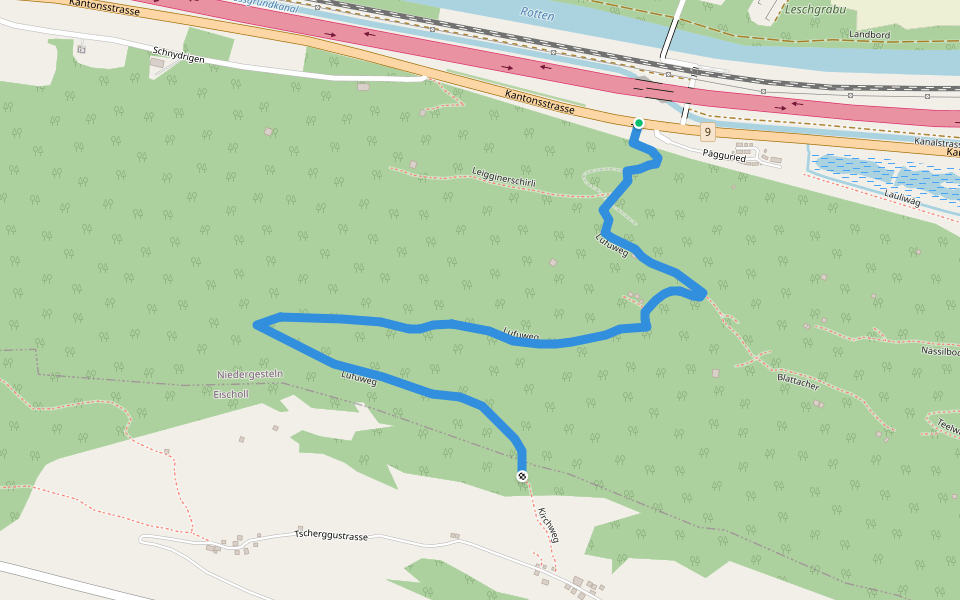 Lufuweg walking route map in Niedergesteln
