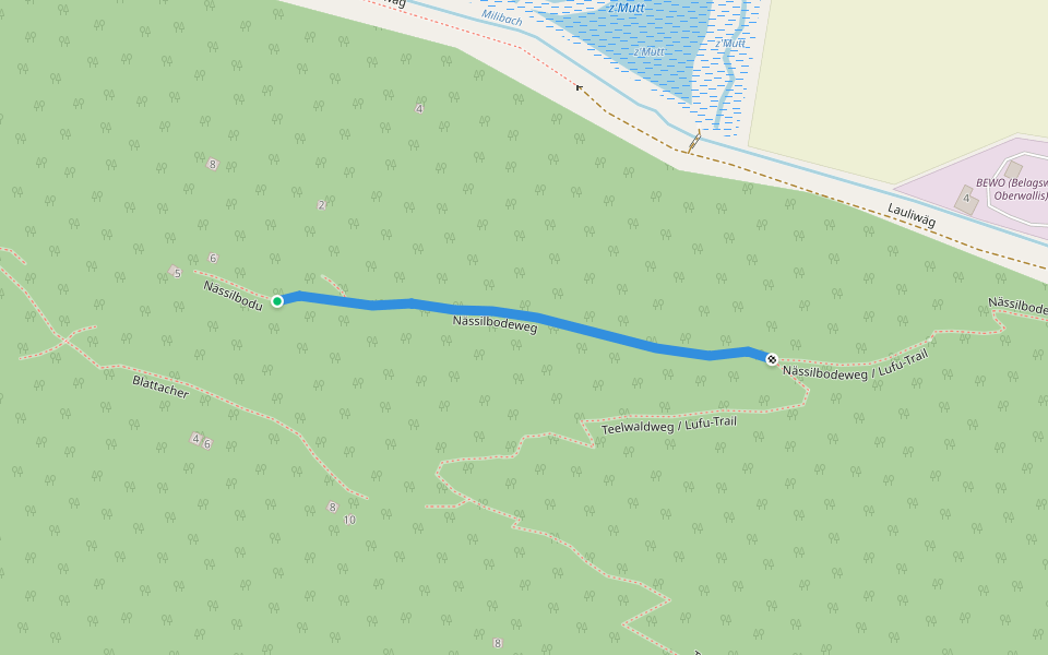 Nässilbodeweg walking route map in Niedergesteln