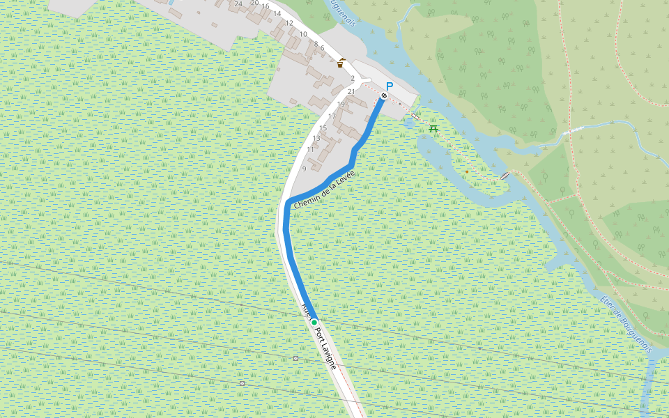 Chemin de la Levée walking route map in Bouguenais