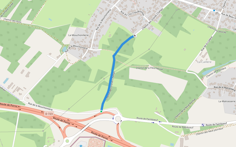 Chemin des Grands Champs walking route map in Bouguenais