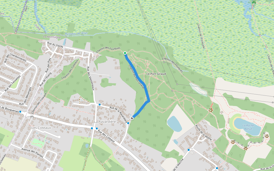 Chemin du Port Giraud walking route map in Bouguenais