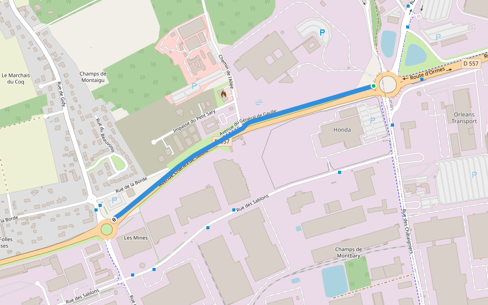 Avenue du Général de Gaulle walking route map in Le Poiré sur vie