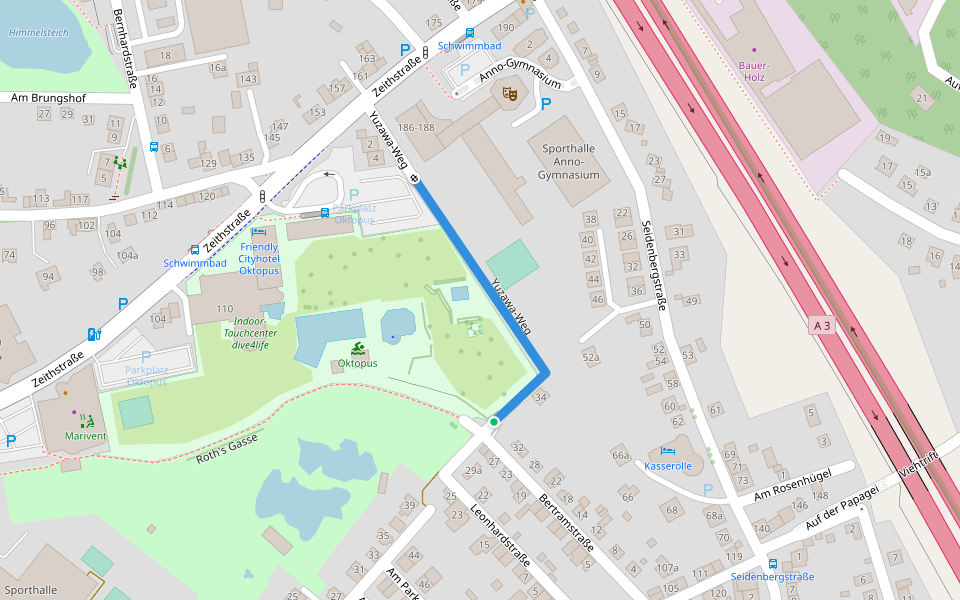 Yuzawa-Weg walking route map in Siegburg