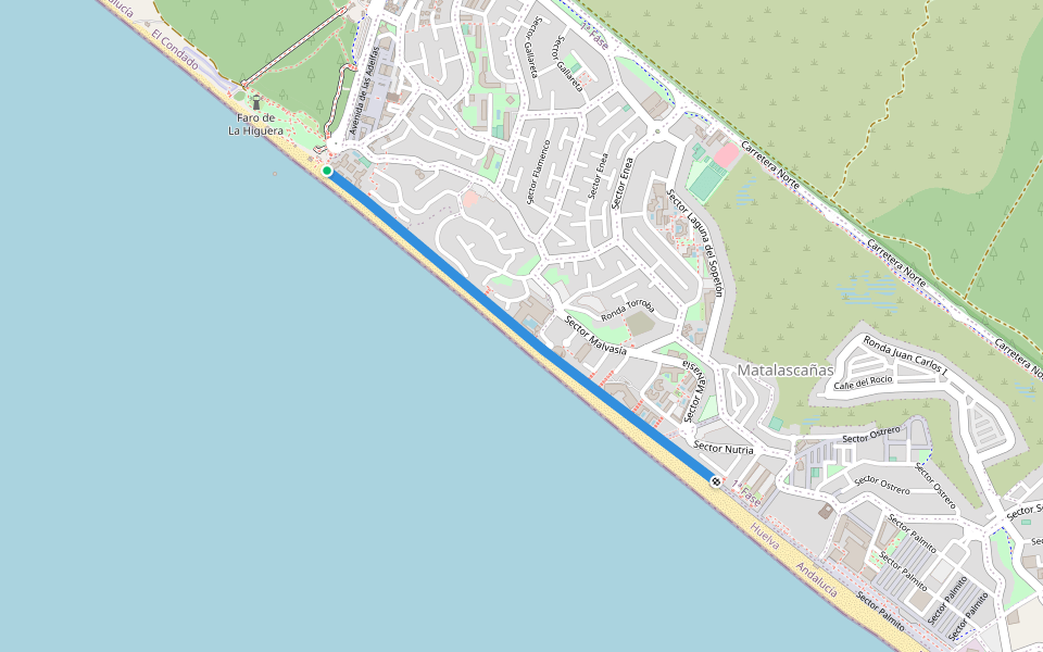 Paseo Marítimo walking route map in Matalascañas