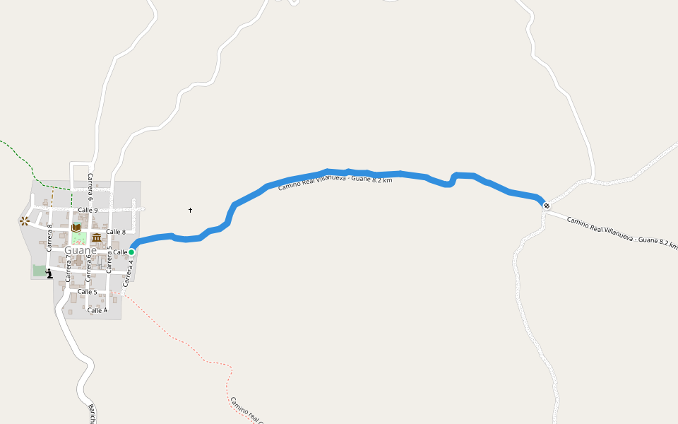 Camino Real Villanueva - Guane 8.2 km walking route map in Guane