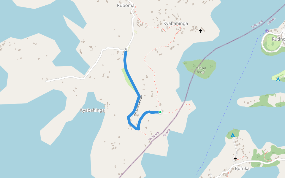 Rwashambire Path walking route map in Bufuka