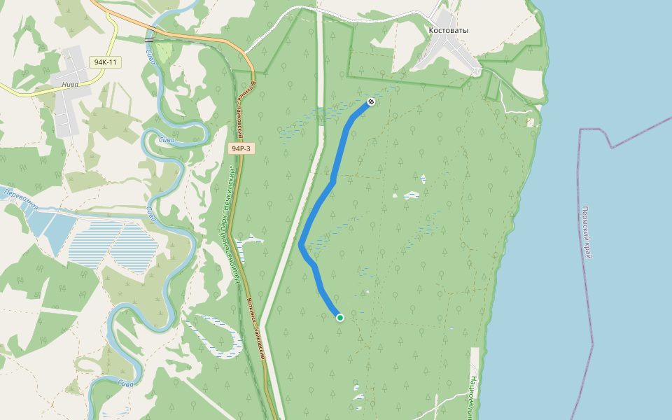 бывшая узкоколейная ж/д walking route map in Kostovaty