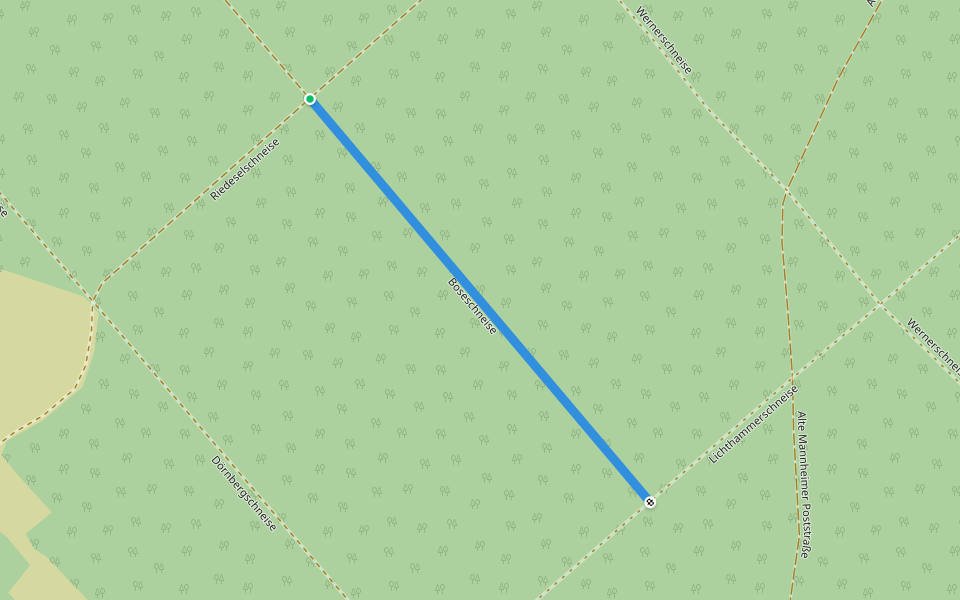 Boseschneise walking route map in Viernheim