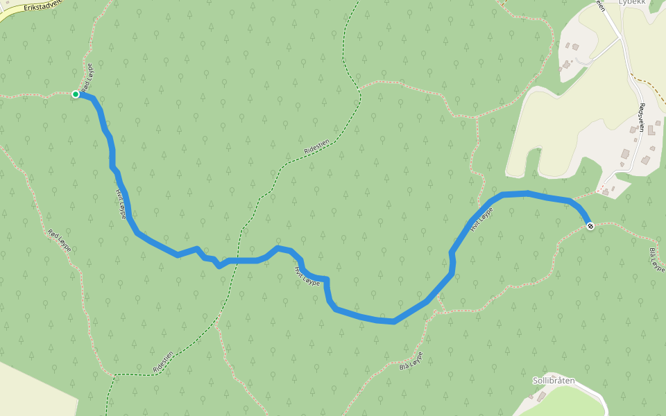Hvit Løype walking route map in Pepperstad skog