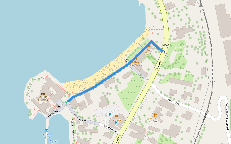 Via Riva Bianca walking route map in Lierna