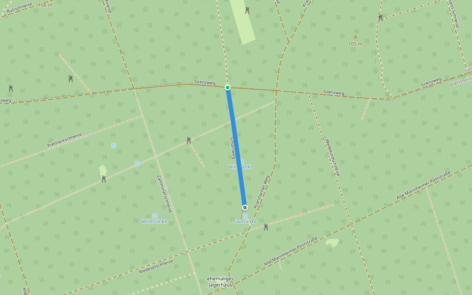Scharrweg walking route map in Viernheim