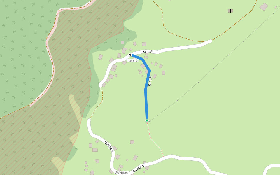 Kanlići walking route map in Donji Malovan
