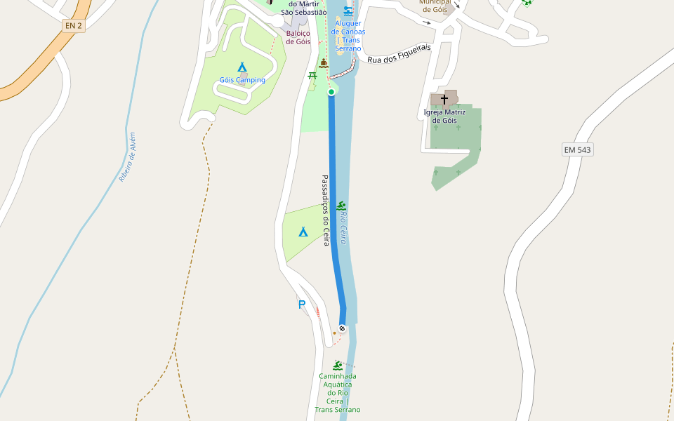 Passadiços do Ceira walking route map in Góis