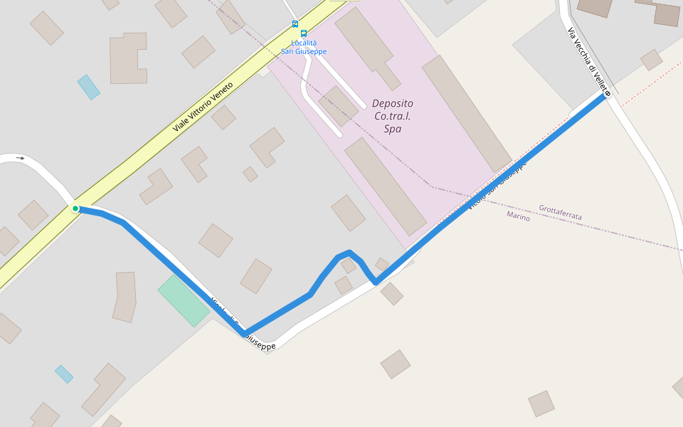 Vicolo San Giuseppe walking route map in Marino