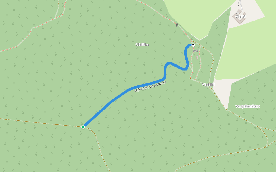 zajímavý trail na kluku walking route map in Habří