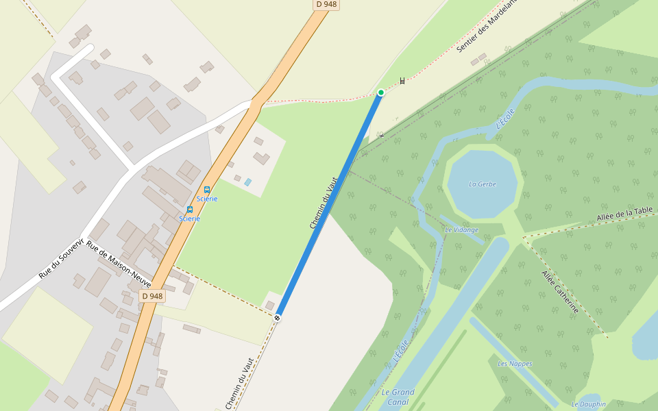 Chemin du Vaut walking route map in Moigny-sur-École