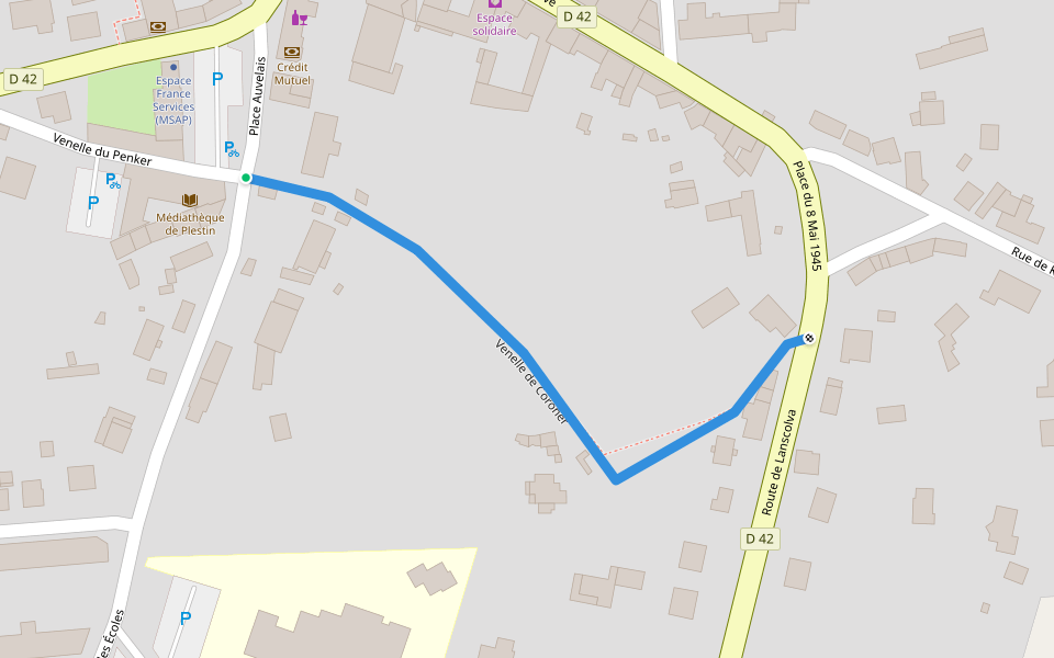 Venelle de Coroner walking route map in Plestin-les-Grèves