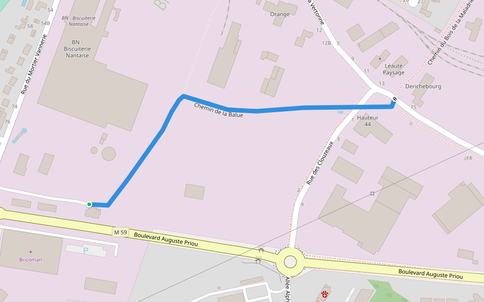 Chemin de la Balue walking route map in Vertou