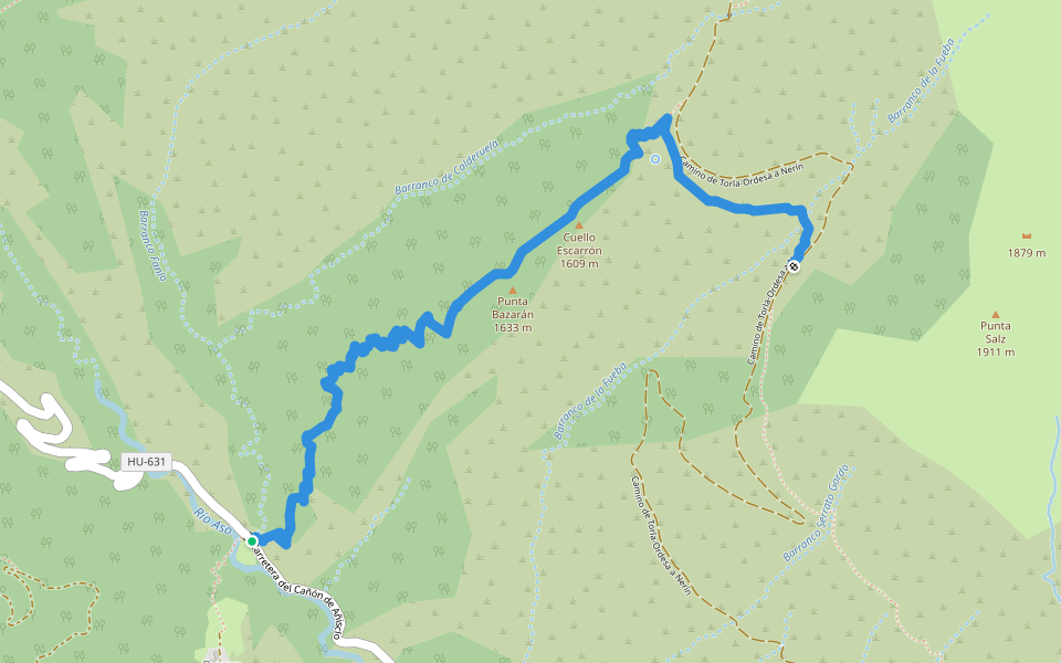 Camino de Buisán walking route map in Fanlo