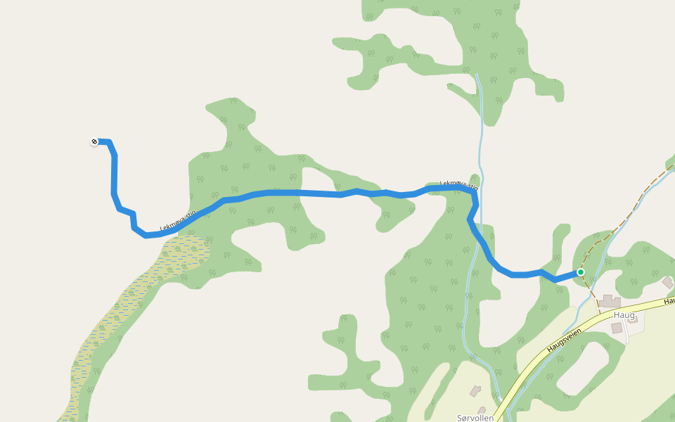 Lekmøya-stig walking route map in Solsem