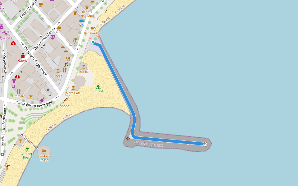 La Passerella walking route map in Crotone