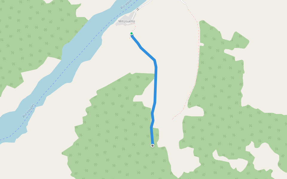 via cañosangre walking route map in Mitú