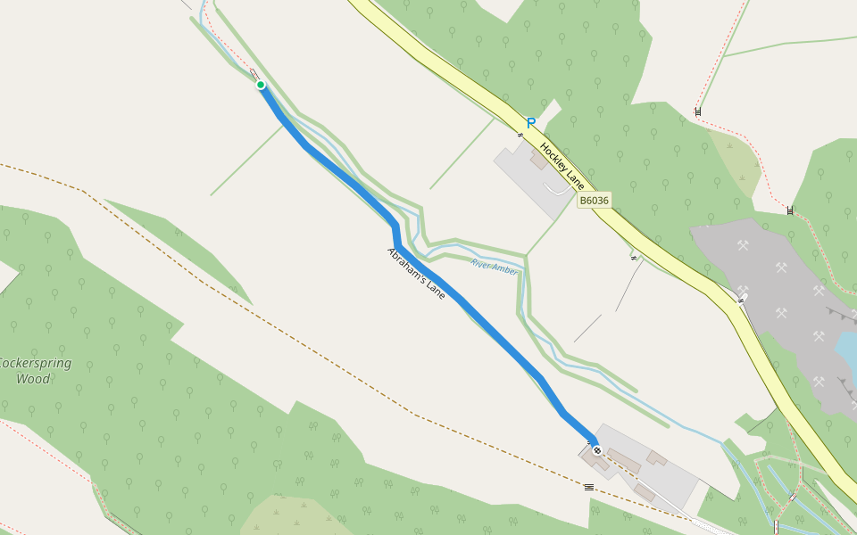 Abraham's Lane walking route map in Ashover
