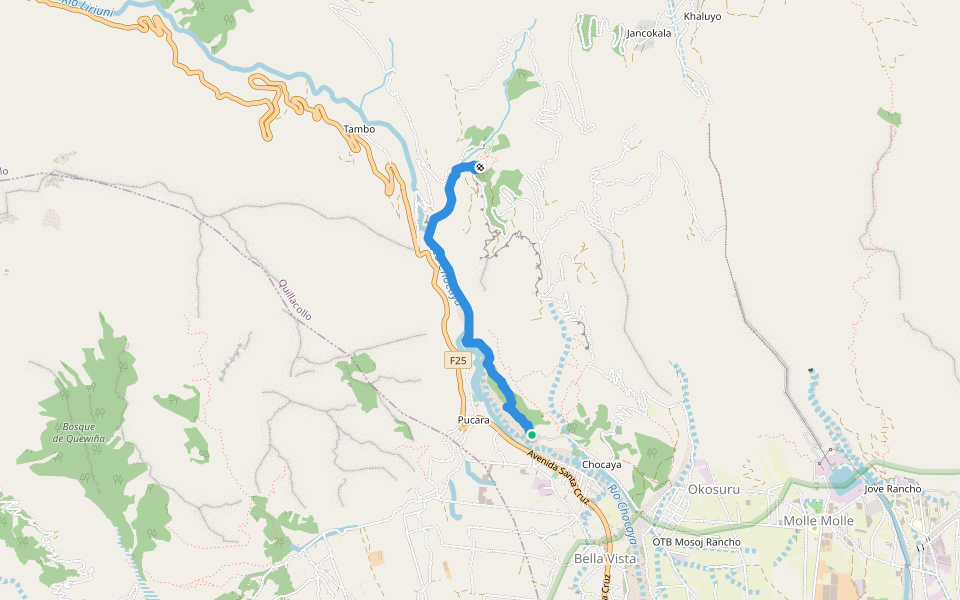 Camino a Liriuni walking route map in Cochabamba