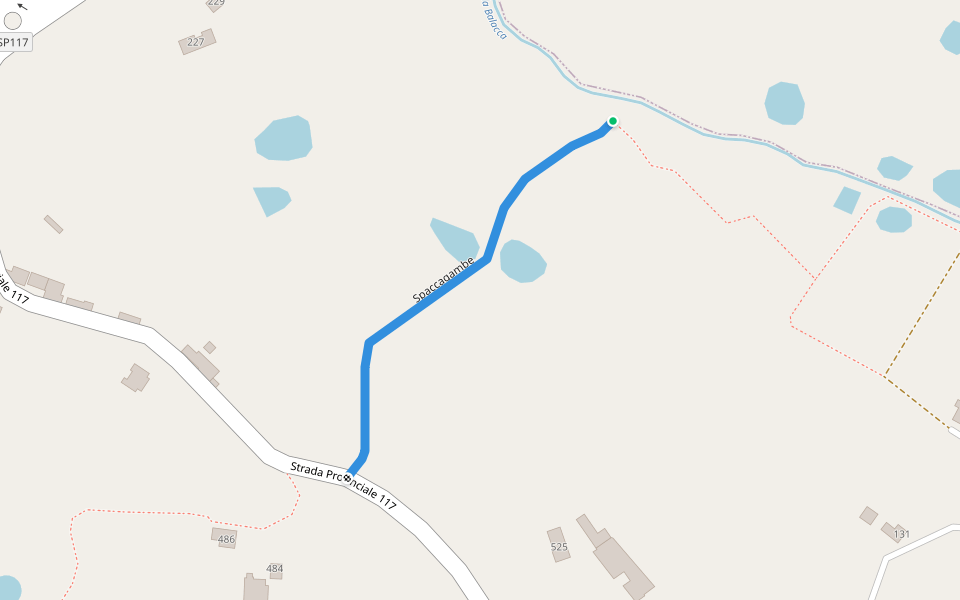 Spaccagambe walking route map in Cento