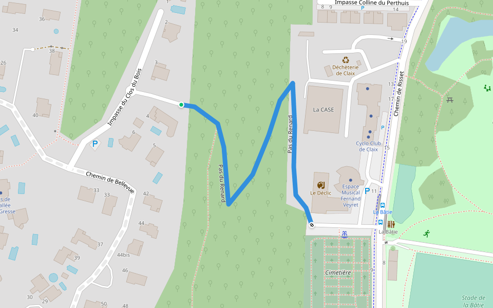 Pas du Renard walking route map in Claix