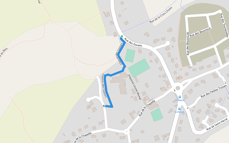 Chemin des Castors walking route map in Ploufragan