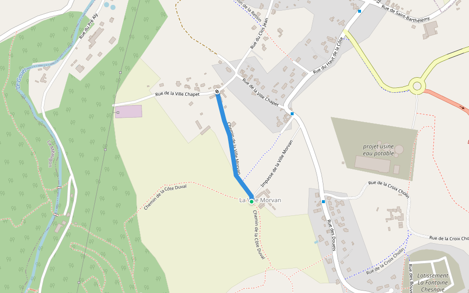 Chemin de la Ville Morvan walking route map in Ploufragan