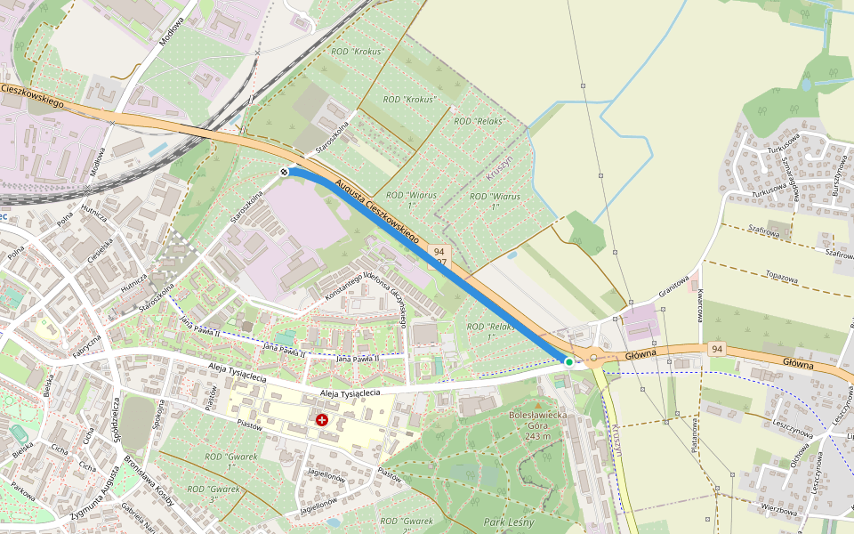 Stare torowisko walking route map in Bolesławiec
